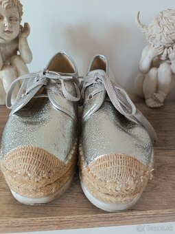 Strieborne espadrilky na platforme - 2
