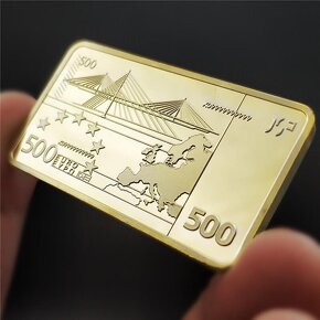Pozlátená zlatá zberateľská tehlička - 500 € - 2