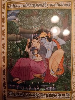 Starý obraz Orient Ručne malovaný list z rukopisu - 2