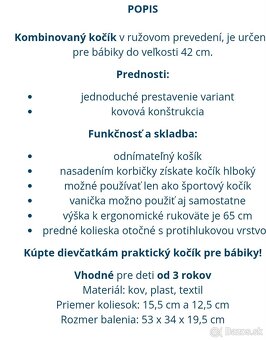 Smoby Kombinovaný kočík Quinny svetlo ružový pre b - 2