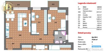 Na prenájom 3-izbový byt s dvoma balkónmi a parkovaním - 2