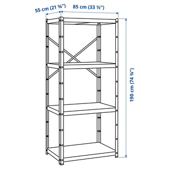 Ikea Bror - oceľové regále 85x55x190 cm - 2