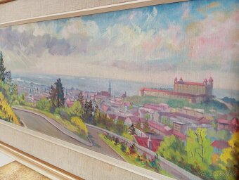 ✨Krásny starý maľovaný slovenský obraz - Bratislava 88x48 cm - 2