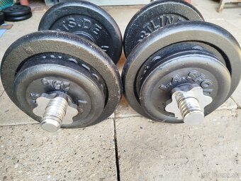 Jednoručné činky 34 kg s liatinovými kotúčmi - 2