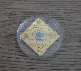 Bimetalova zberateľská minca 10000 sk Vznik SR 10 vyrocie - 2