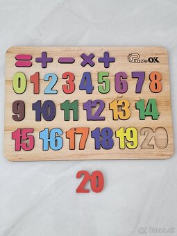 Drevené puzzle PuzzleOk Čísla 0-20 - 2
