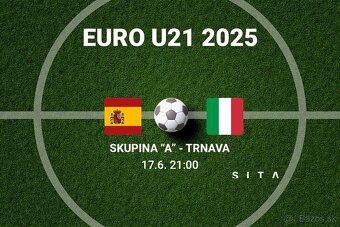 Predám dve vstupenky na futbal U21 Španielsko - Taliansko - 2