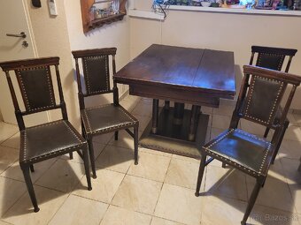 Starožitný rozťahovaci stôl a stoličky - 2