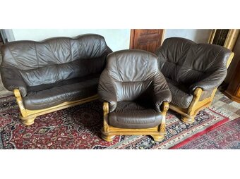 Dubová rustikální kožená sedačka, 3788 - 2