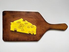Predám maľovaný syr na drevenom lopári - 2