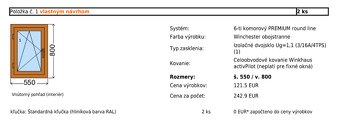 plastové okno dvojsklo ľavé s ventilačkou hnedé 550x800(840) - 2