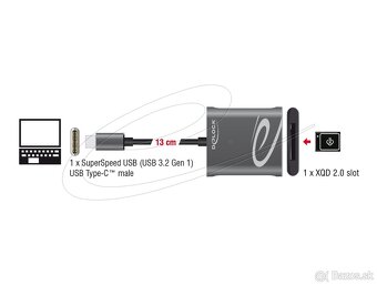 Delock USB Type-C™ čítačka kariet pre pamäťové karty XQD 2.0 - 2