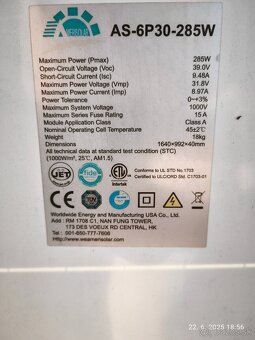 Fotovoltaické panely 285W - 2