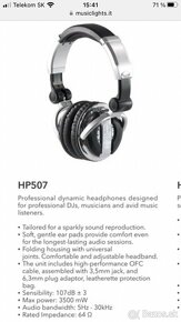DJ profesionálne slúchadlá PROAUDIO HP507 - nové - 2