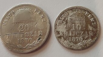 Vzácny 20 a 10 grajciar 1870 František Jozef - 2