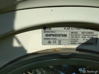 Rozpredam práčku LG WD10396ND - 2
