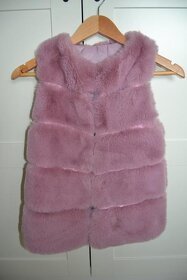 Dievčenská vesta kožúšok ružový, veľkosť 140 - 2