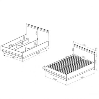 Postel 140x200 s úložným priestorom a matracom - 2