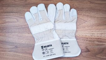 Pracovné rukavice Wurth W20, č. 10, kožené, bielo-krémové - 2