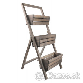 Drevený stojan na kvety 40cm, sivá farba - 2