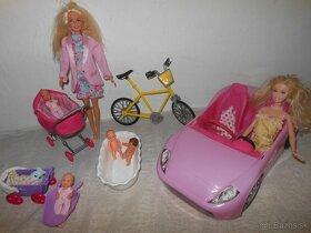 BARBIE bábiky s deťmi,  auto, bicykel. - 2