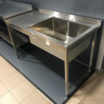 Nerezový gastro stôl s drezom , umývací stôl - 2