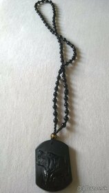 Prívesok - čierny obsidián VLK - 2