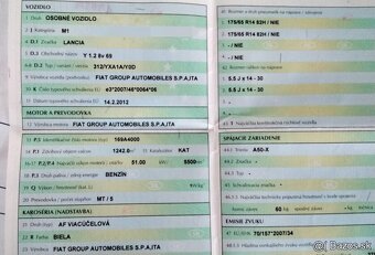 Lancia Ypsilon 1.2 2013 Predám MOTOR 169A4000, PREVODOVKA 5 - 2