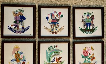 Seria vysivanych obrazov - mesiace - 2