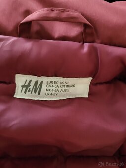 Dievčenská zimná vetrovka veľ. 110 H&M - 2