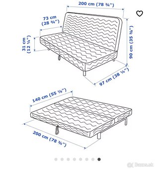Predám rozkladaciu sedačku Ikea Nylhamn s penovým matracom - 2