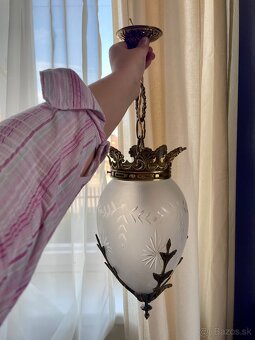 Závesná mosadzná lampa c. 1900 - 2