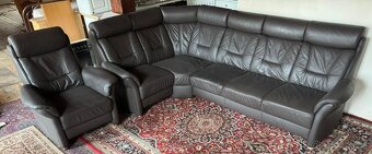 Rohová kožená sedačka s křeslem,5444 - 2