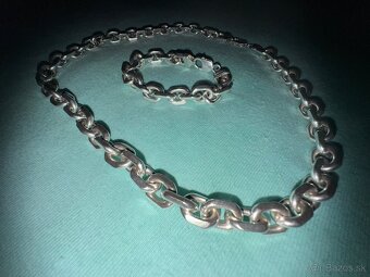 Strieborná retiazka a náramok vzor pilka - 2