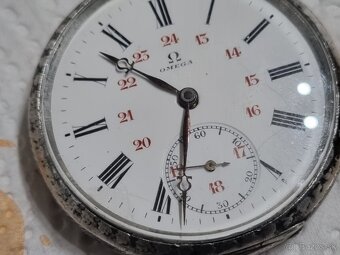 Strieborné, vreckové hodinky,Omega - 2