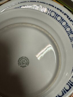 Československé porcelánové taniere – 8 ks (modrý dekor) - 2