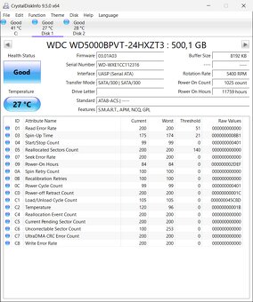 Predám 2,5" SATA HDD 500GB WD5000BPVT - 2