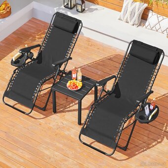 Sada 2 záhradných ležadiel – YAHEETECH Set of 2 Sun Loungers - 2