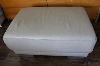 Sivobéžová veľká kožená taburetka Phase - 2