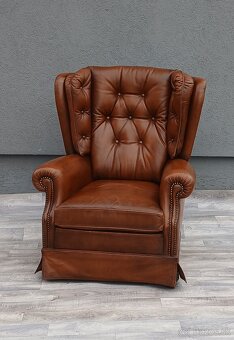 Kreslo kožené “ UŠIAK “ – hnedé. - 2