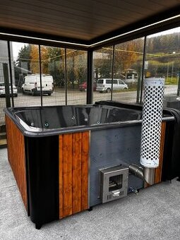 Kúpacia kaďa na drevo – luxusná, s integrovanou pieckou - 2