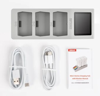 Nabíjaci Hub pre 3ks bateriek-drony DJI Mini 3/4 Pro,LCD - 2