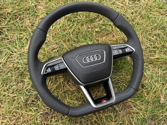 AUDI sportovy S volant kozeny zrezany perforovany - 2