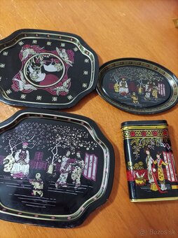 Retro čajová krabička, mini tácky - 2