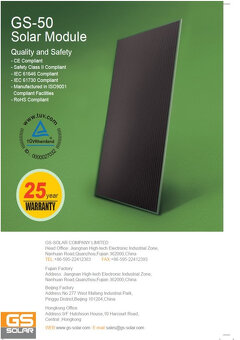 amorfné fotovoltaické panely GS-50 - 2