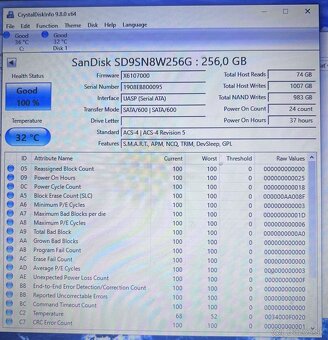 256GB Sandisk M.2 sata SSD / 37 hodín - 2