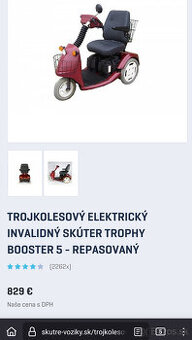 Trojkolesový elektrický invalidný skúter, vyservisovaný - 2