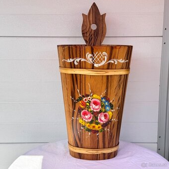 Dřevěná ručně malovaná nádoba selská štoudev - 2