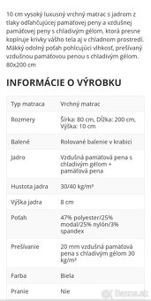 Nový matrac - nepoužívaný 80x200cm - 2