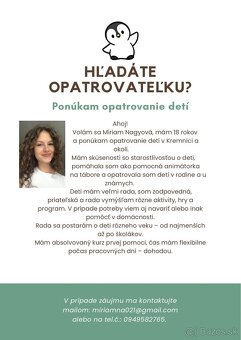 Opatrovateľka/opatrovanie detí - 2